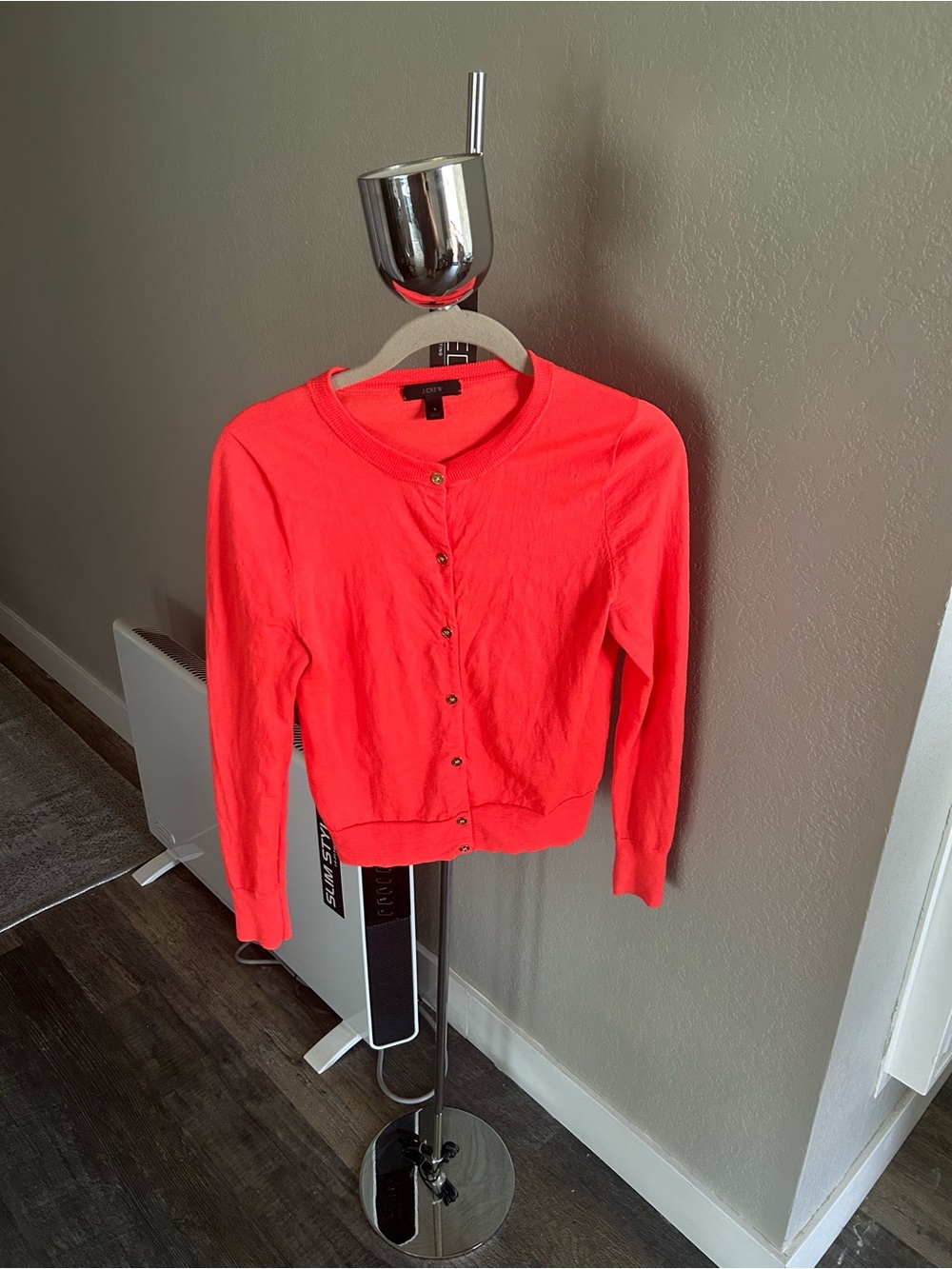 J. Crew Coral 100% Marino Wool Button-Front Cardigan